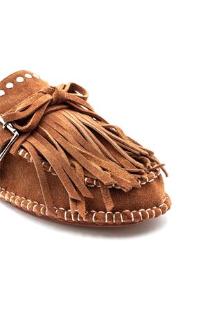 Dark Brown suede mules with fringing ELENA IACHI | C28TAN